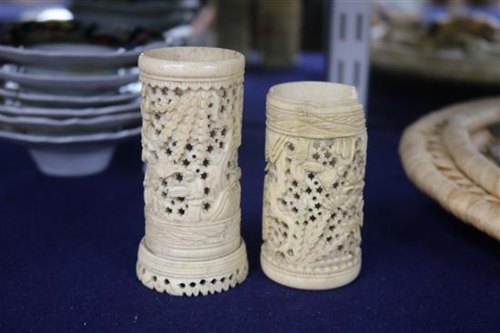 A group of Chinese and Japanese ivory and bone carvings, 19th century